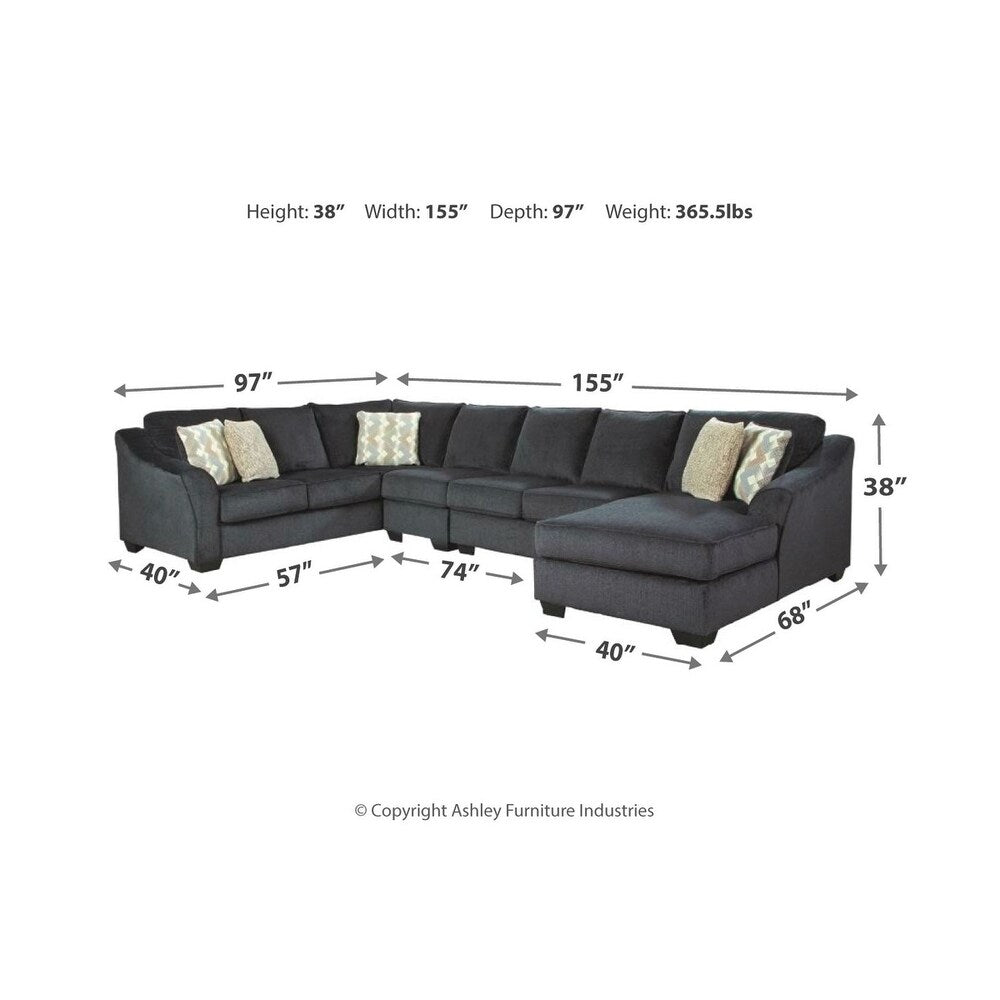 Eltmann 4-Piece Sectional with Right Arm Facing Chaise - Slate