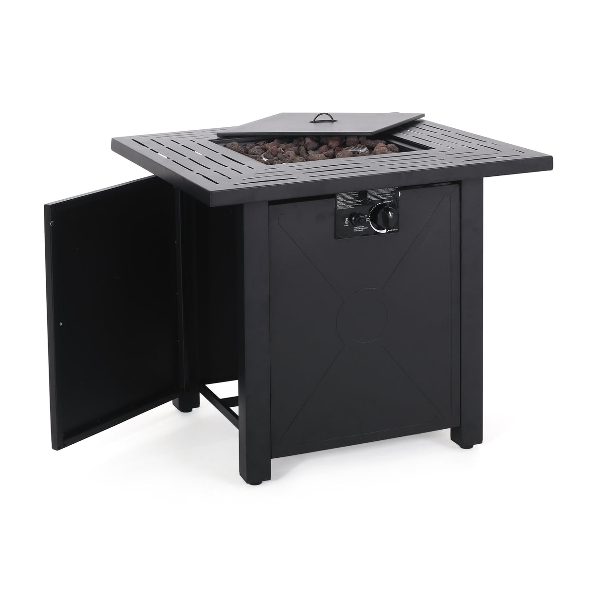 Elwick Outdoor Outdoor 40,000 BTU Iron Square Fire Pit, Black by Christopher Knight Home