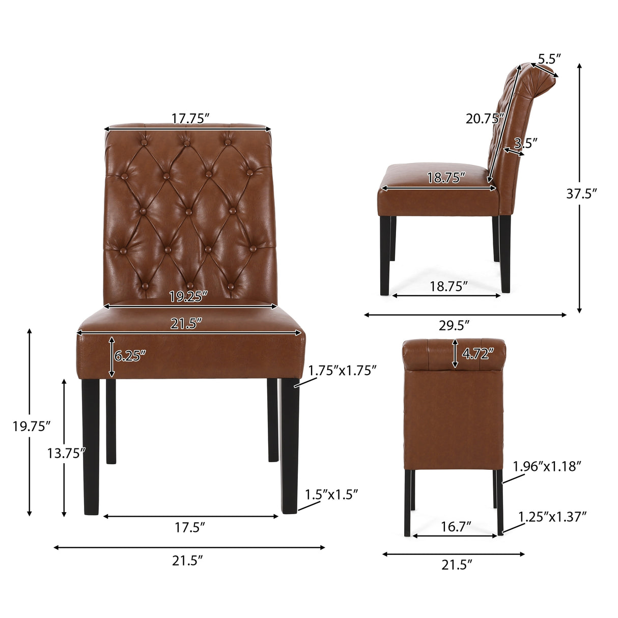 Elwood Tufted Rolltop Dining Chairs (Set of 4) by Christopher Knight Home