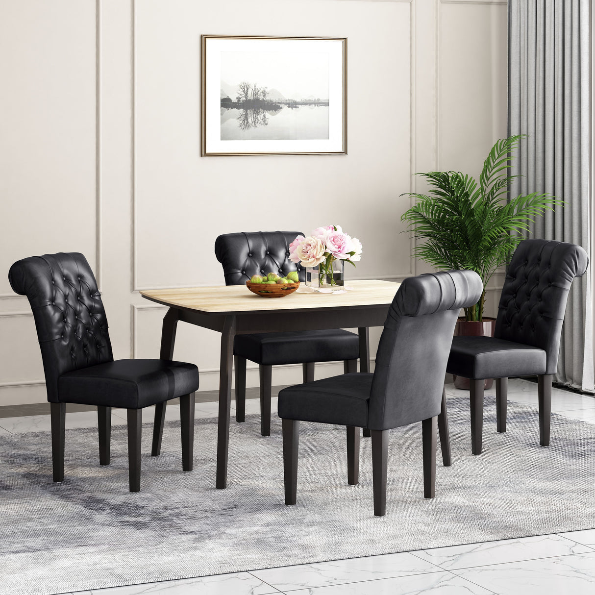 Elwood Tufted Rolltop Dining Chairs (Set of 4) by Christopher Knight Home