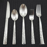Elyon Hammered Reflective Silver 20 Piece Flatware Set Stainless Steel Service For 4