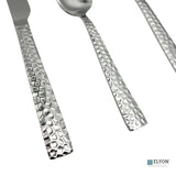 Elyon Hammered Reflective Silver 20 Piece Flatware Set Stainless Steel Service For 4