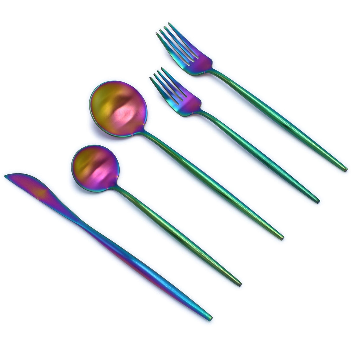 Elyon Lea Matte Colored Stainless Steel Flatware Set 20 Pieces