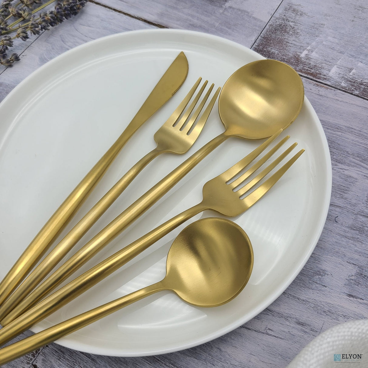 Elyon Lea Matte Colored Stainless Steel Flatware Set 20 Pieces