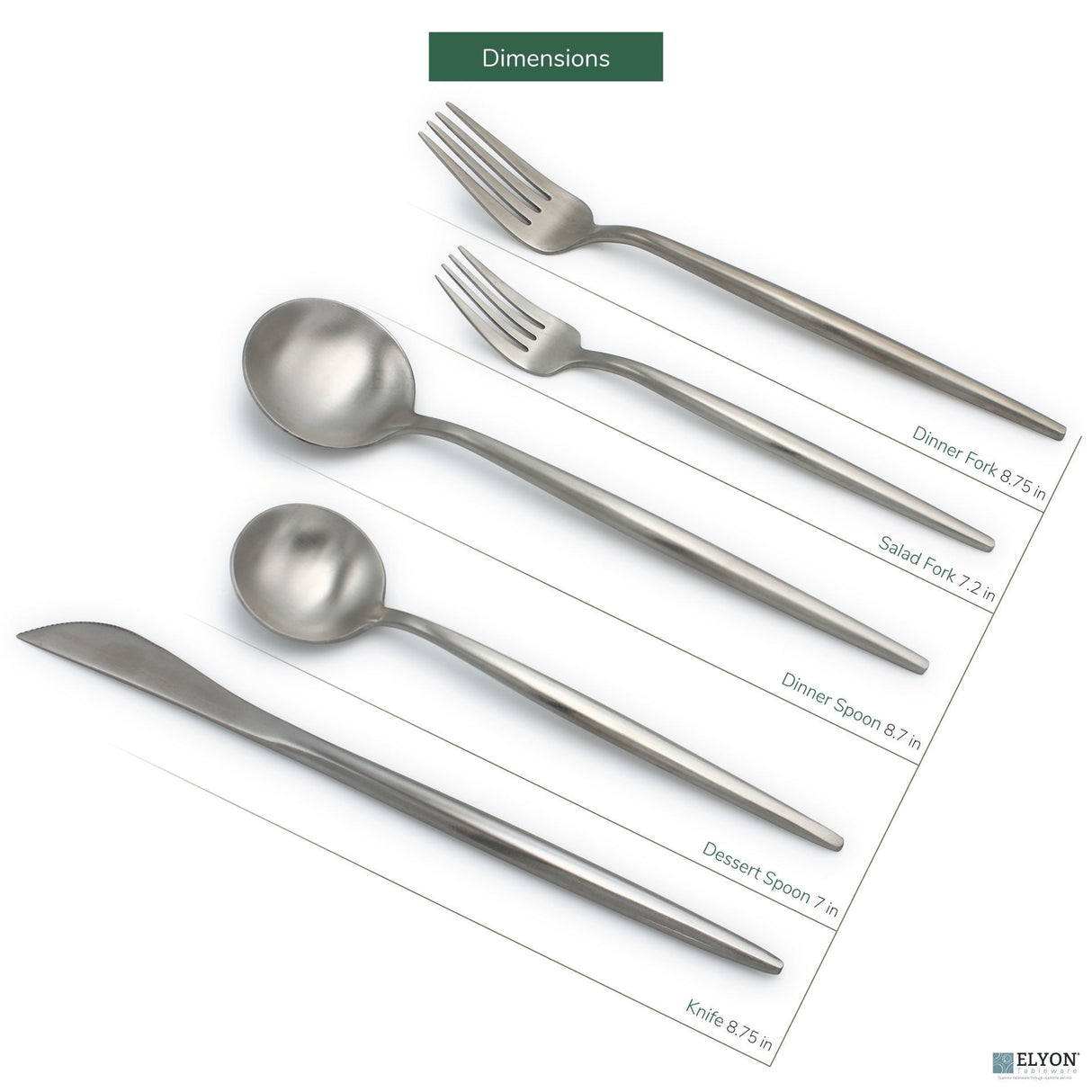 Elyon Lea Matte Colored Stainless Steel Flatware Set 20 Pieces