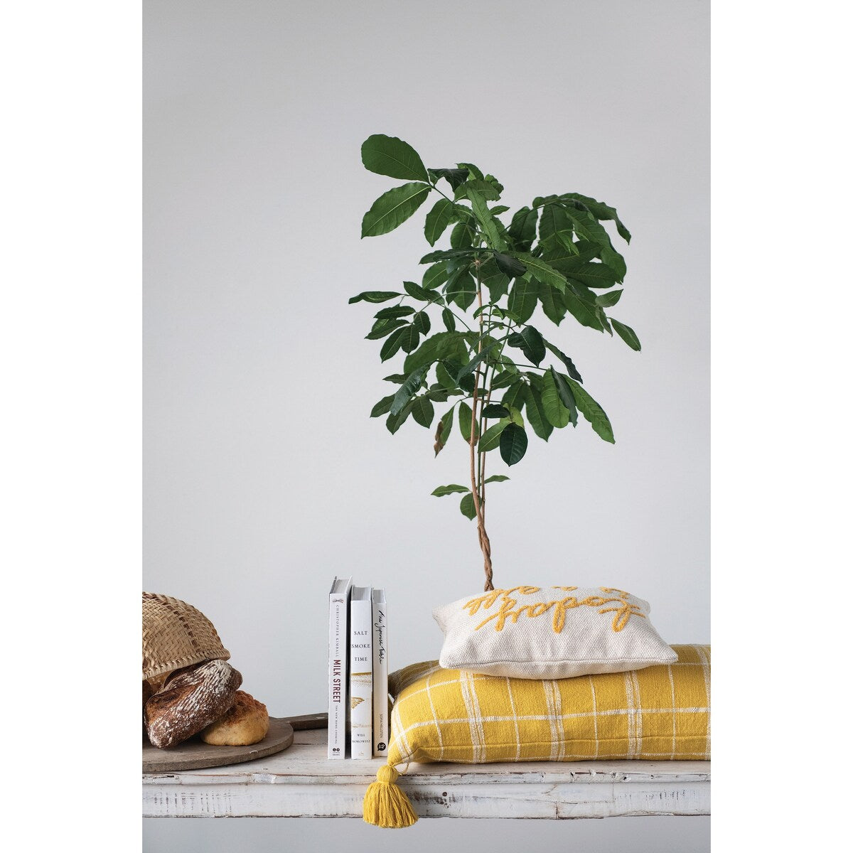 Embroidered Cotton Lumbar Pillow with "Today Is A Gift" In Script