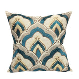 Embroidered Linen Poly Green and Teal Raybrook Throw Pillow