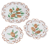 Embroidered Pinecone Cutwork Table Linens