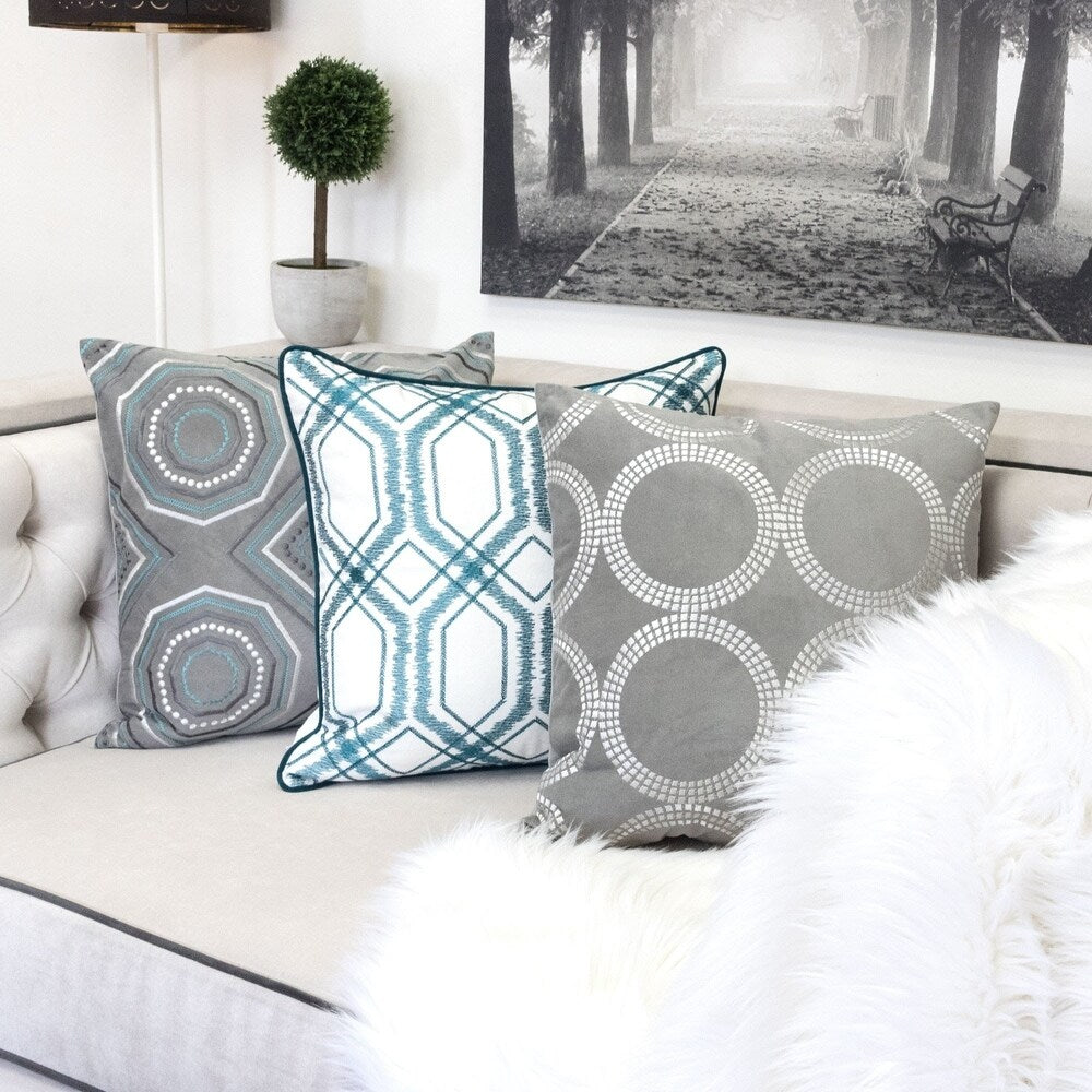 Embroidery 20" Square Decorative Throw Pillow