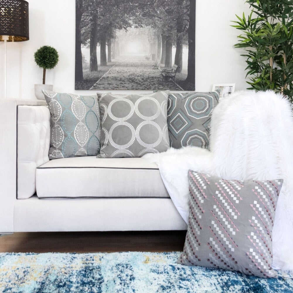 Embroidery 20" Square Decorative Throw Pillow