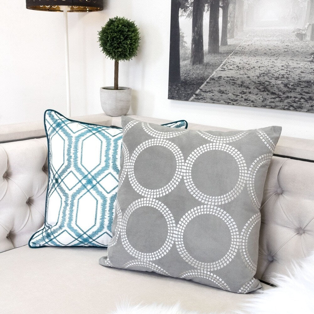 Embroidery 20" Square Decorative Throw Pillow