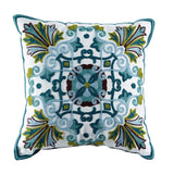 Emerald Embroidered Cotton Throw Pillow