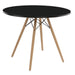 Annette White and Natural Beechwood 40" Round Dining Table with Round Top, Wood Legs, And Metal Supports