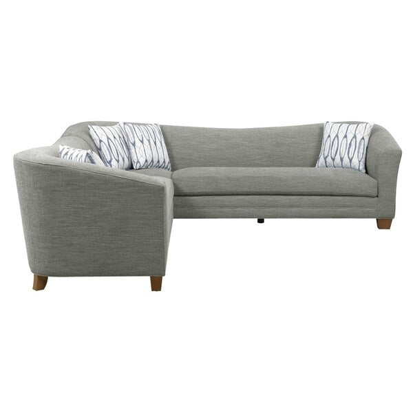 Cassandra Gray Sectional, with Pillows, Turned Wood Feet And Curved Back And Arms