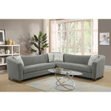 Cassandra Gray Sectional, with Pillows, Turned Wood Feet And Curved Back And Arms
