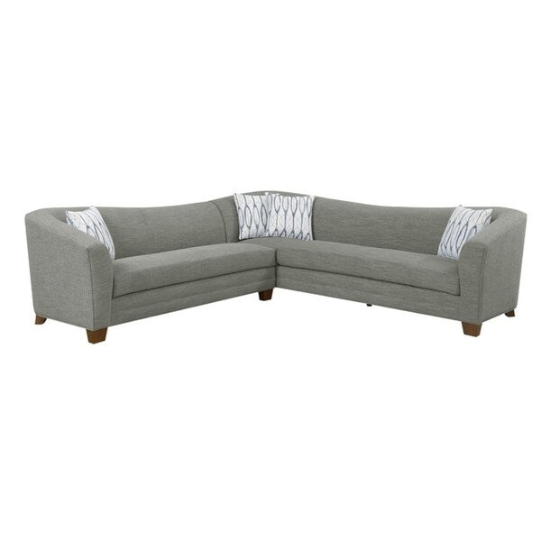 Cassandra Gray Sectional, with Pillows, Turned Wood Feet And Curved Back And Arms