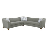 Cassandra Gray Sectional, with Pillows, Turned Wood Feet And Curved Back And Arms
