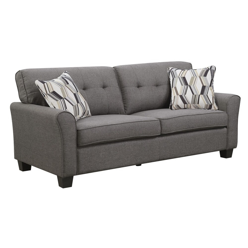 Clarkson Charcoal Brown 80" Sleeper Sofa, with Pillows, Button Tufting, Rolled Arms, And 4" Gel Mattress
