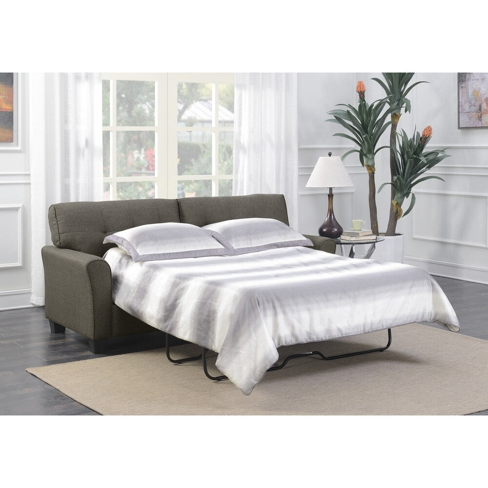 Clarkson Charcoal Brown 80" Sleeper Sofa, with Pillows, Button Tufting, Rolled Arms, And 4" Gel Mattress