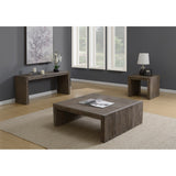 Emerald Home Cubix Tobacco Brown Square Coffee Table with Plank Style Top And Waterfall Ends