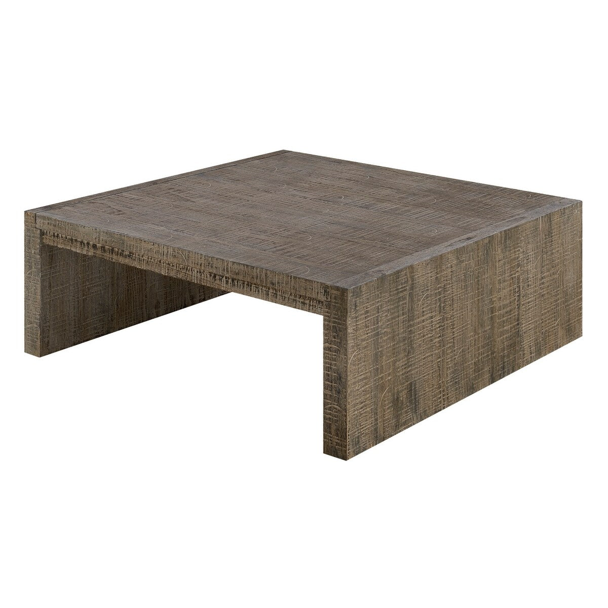 Emerald Home Cubix Tobacco Brown Square Coffee Table with Plank Style Top And Waterfall Ends