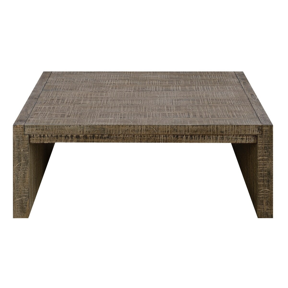 Emerald Home Cubix Tobacco Brown Square Coffee Table with Plank Style Top And Waterfall Ends