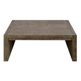 Emerald Home Cubix Tobacco Brown Square Coffee Table with Plank Style Top And Waterfall Ends