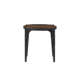 Emerald Home Franklin's Forge Honeyed Amber and Antique Black Round End Table with Pieced Wood Top And Forged Steel Legs
