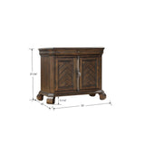 Emerald Home Knoll Hill Walnut Brown and Dark Bronze Nightstand with Pieced Chevron Door Panels And French Casement Hardware,