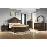 Emerald Home Knoll Hill Walnut Brown and Dark Bronze Nightstand with Pieced Chevron Door Panels And French Casement Hardware,