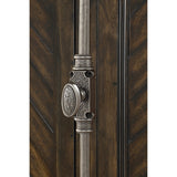 Emerald Home Knoll Hill Walnut Brown and Dark Bronze Nightstand with Pieced Chevron Door Panels And French Casement Hardware,