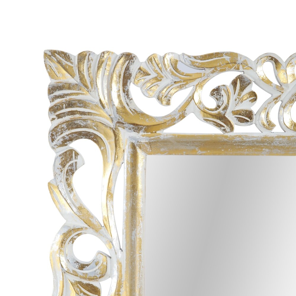 Emerton Traditional Standing Mirror with Floral Carved Frame by Christopher Knight Home - 27.50" W x 0.75" L x 68.00" H
