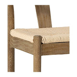Emilio Mid-Century Modern Curved Back Natural Finish Oak Counter Stool with Woven Craft Paper Seat
