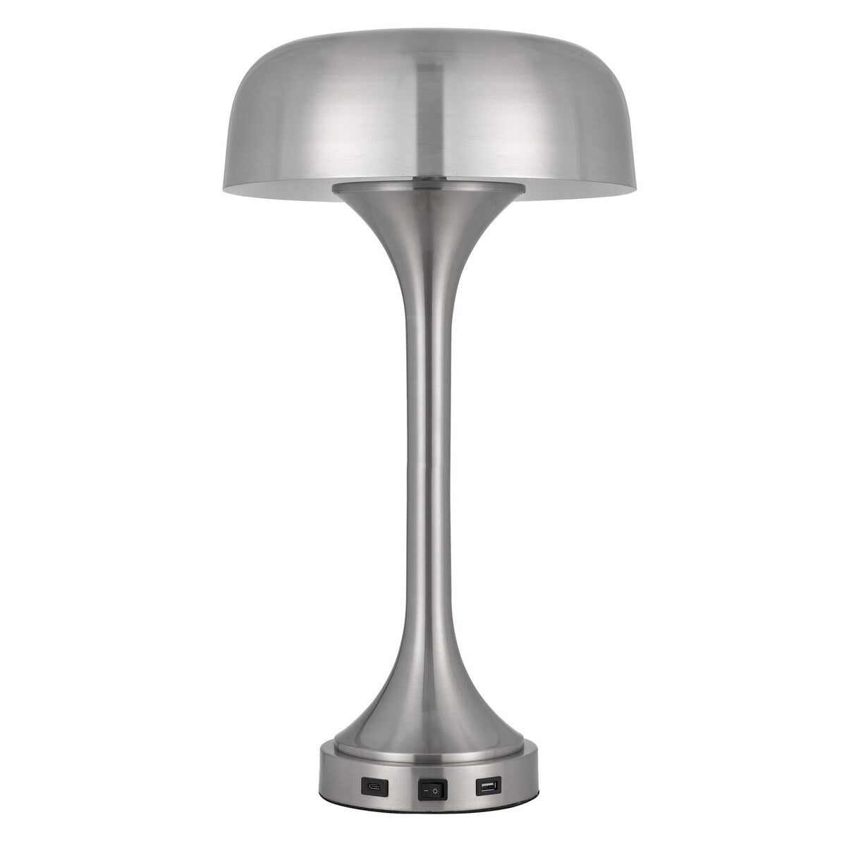 Emma 22 Inch Modern Desk Lamp, 2 USB, 1 Type C USB Charging Port, Silver