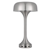 Emma 22 Inch Modern Desk Lamp, 2 USB, 1 Type C USB Charging Port, Silver