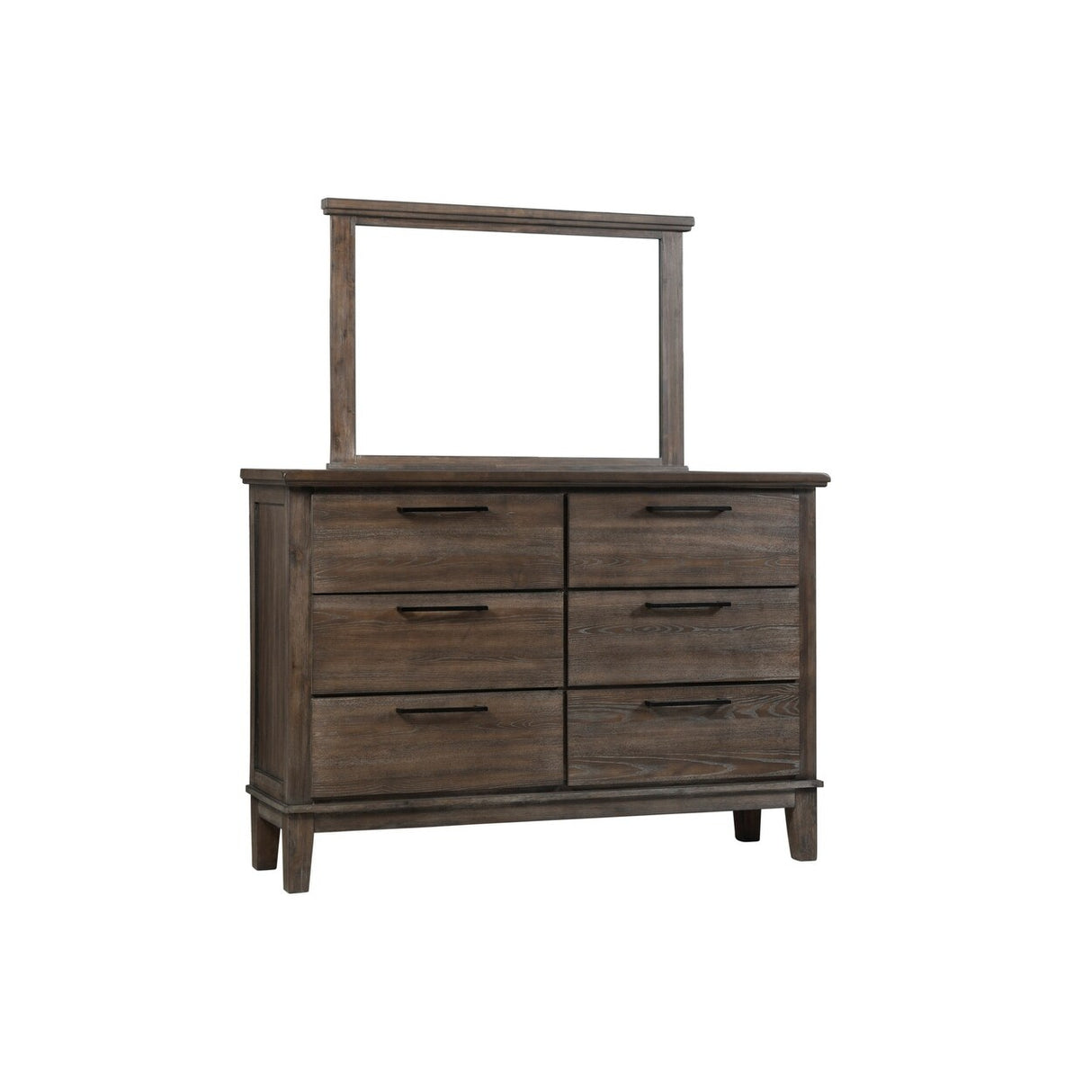 Emma 4 Piece Gray Modern Fabric Upholstered Tufted Shelves Panel Bedroom Set