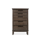 Emma 4 Piece Gray Modern Fabric Upholstered Tufted Shelves Panel Bedroom Set