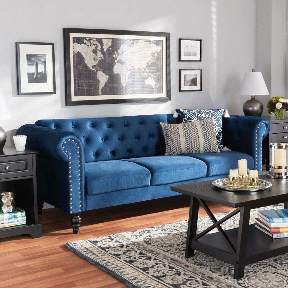Emma Traditional and Transitional Upholstered Chesterfield Sofa