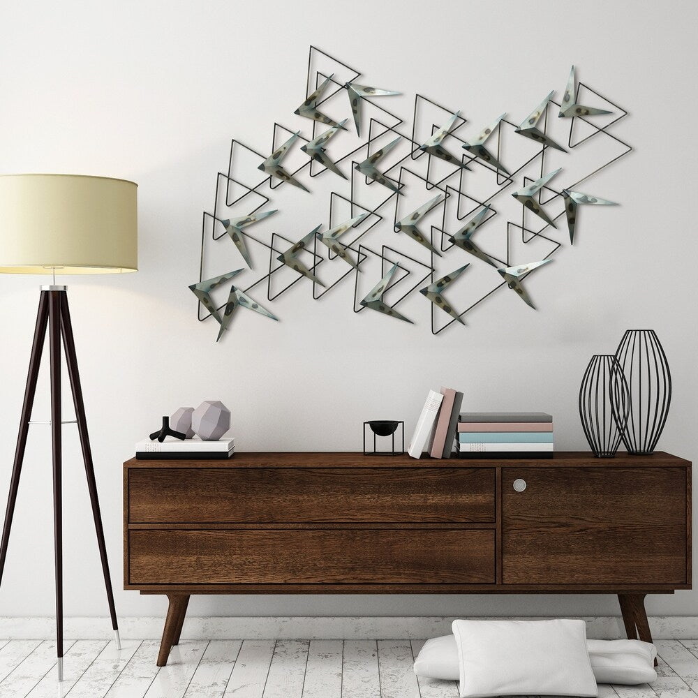 "Arrows" Hand Painted Etched Metal Wall Sculpture