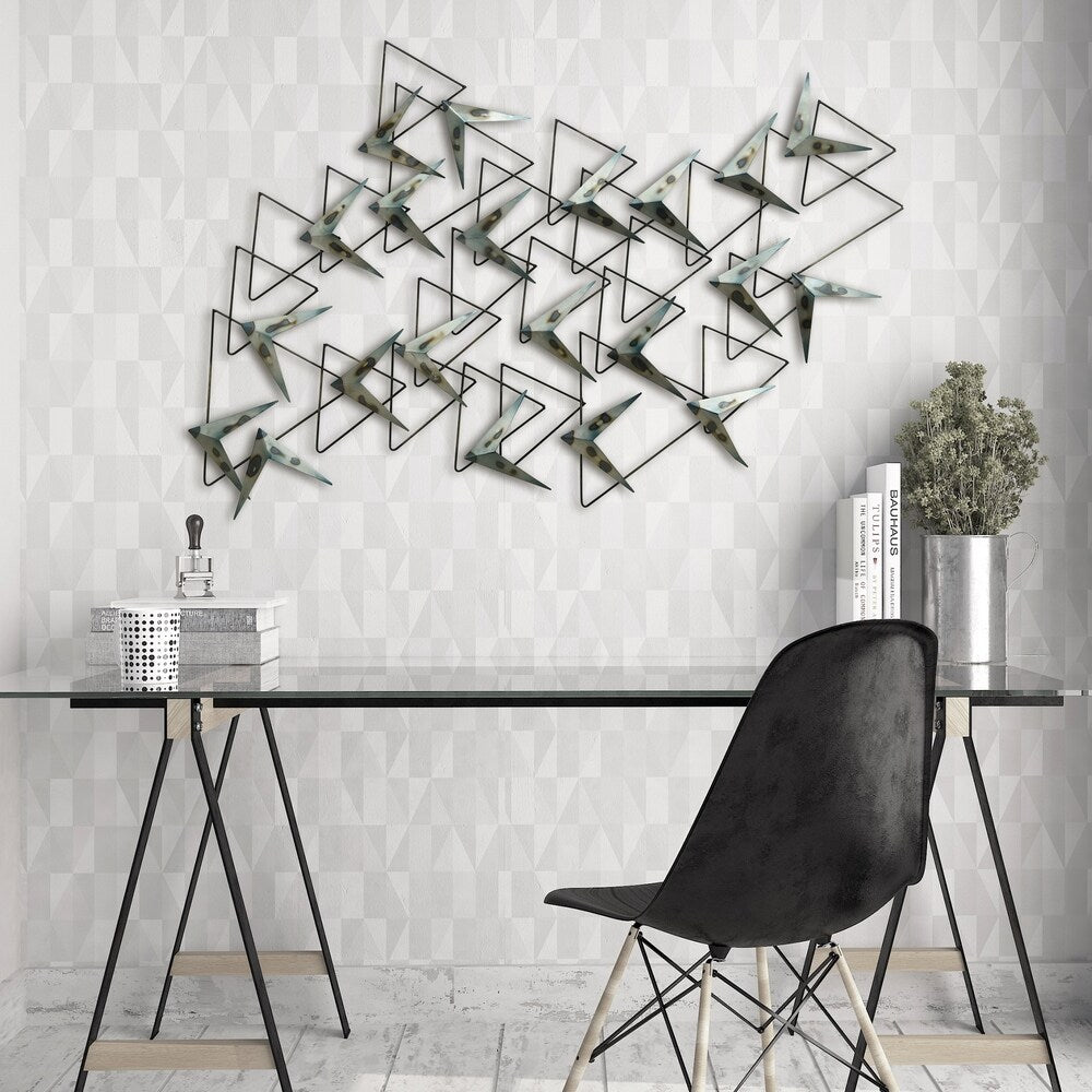 "Arrows" Hand Painted Etched Metal Wall Sculpture