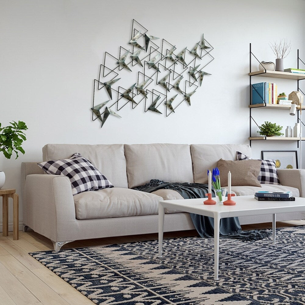 "Arrows" Hand Painted Etched Metal Wall Sculpture