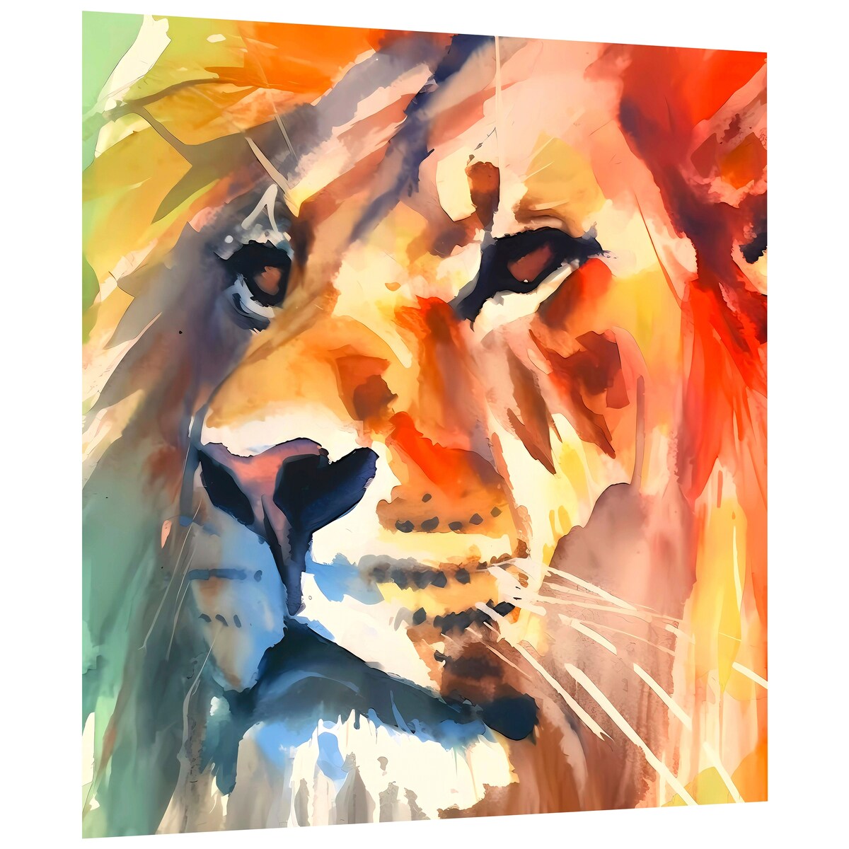 Empire Art Direct Regal Strength I Lion Printed Tempered Glass Wall Art - Multi-Color