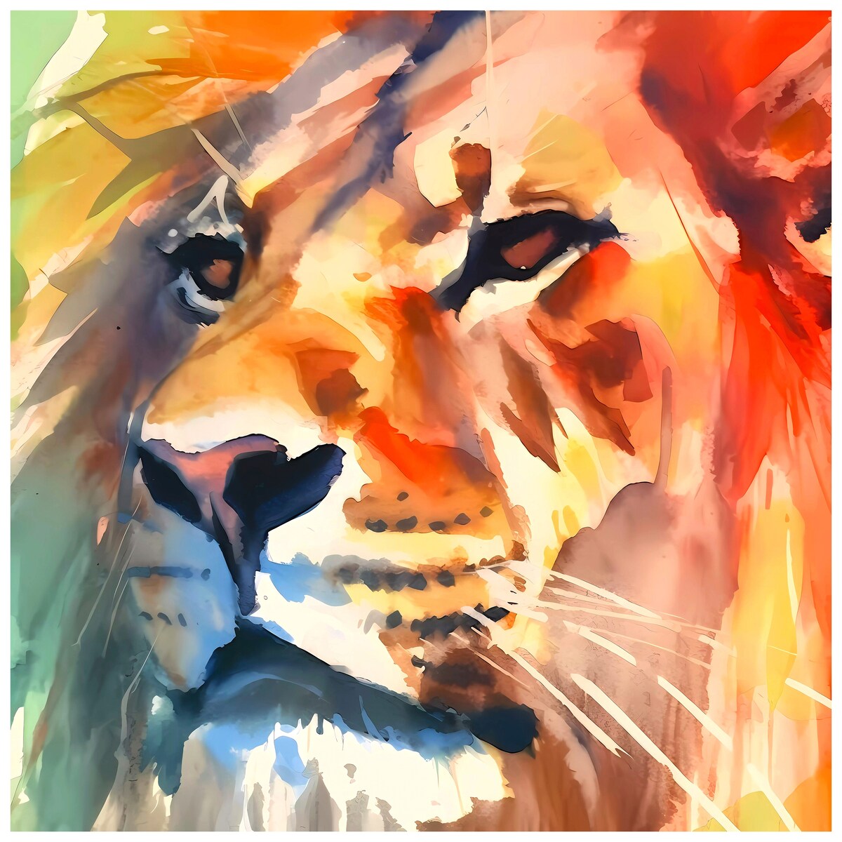 Empire Art Direct Regal Strength I Lion Printed Tempered Glass Wall Art - Multi-Color