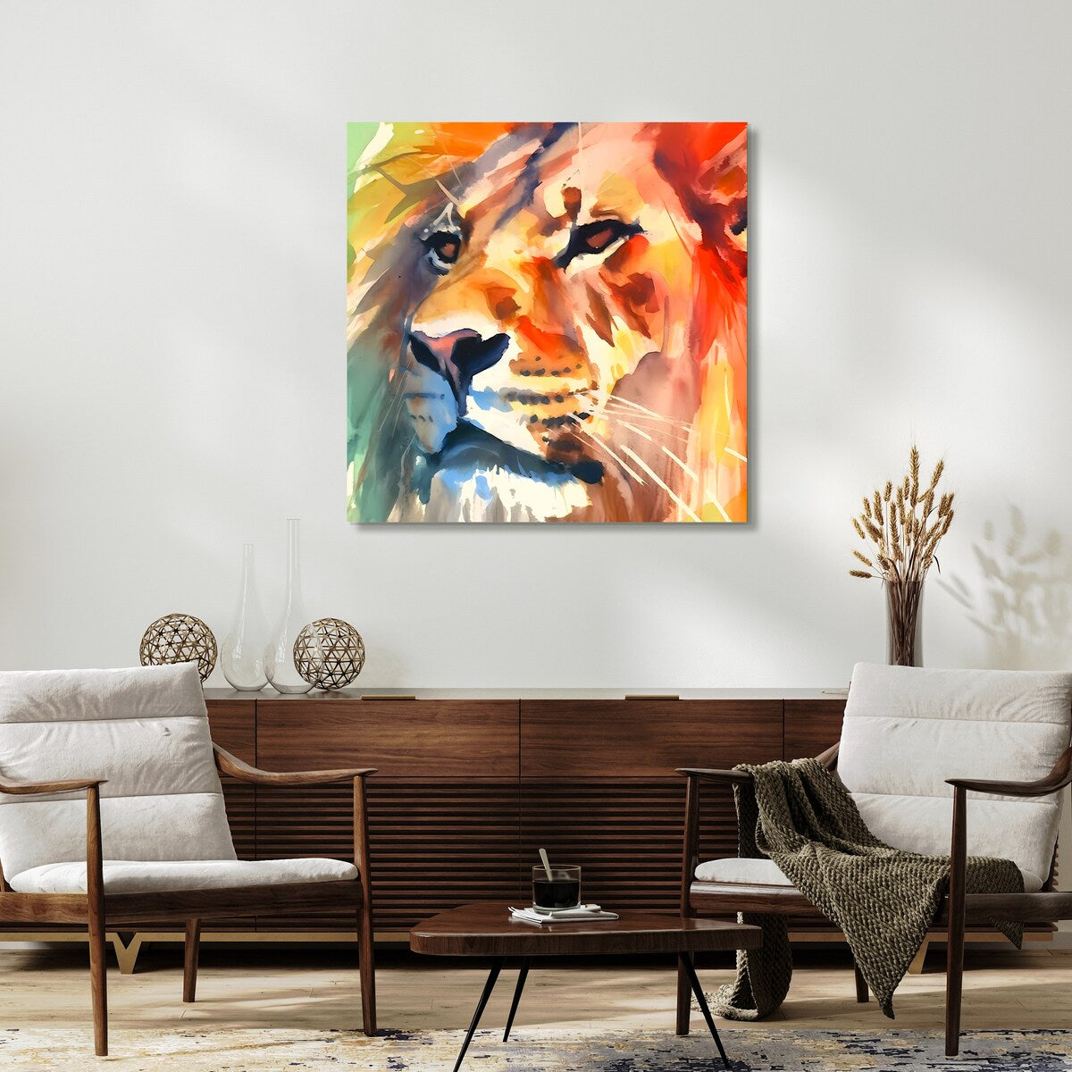 Empire Art Direct Regal Strength I Lion Printed Tempered Glass Wall Art - Multi-Color
