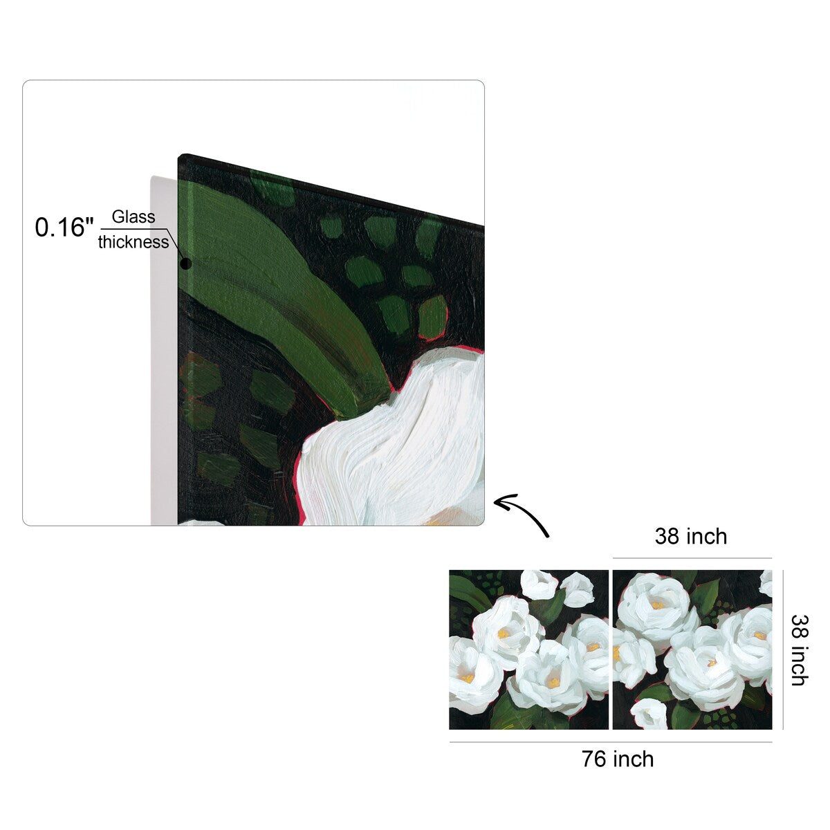 Empire Art Direct White Serenity Flower Printed Tempered Glass Wall Art - Multi-Color