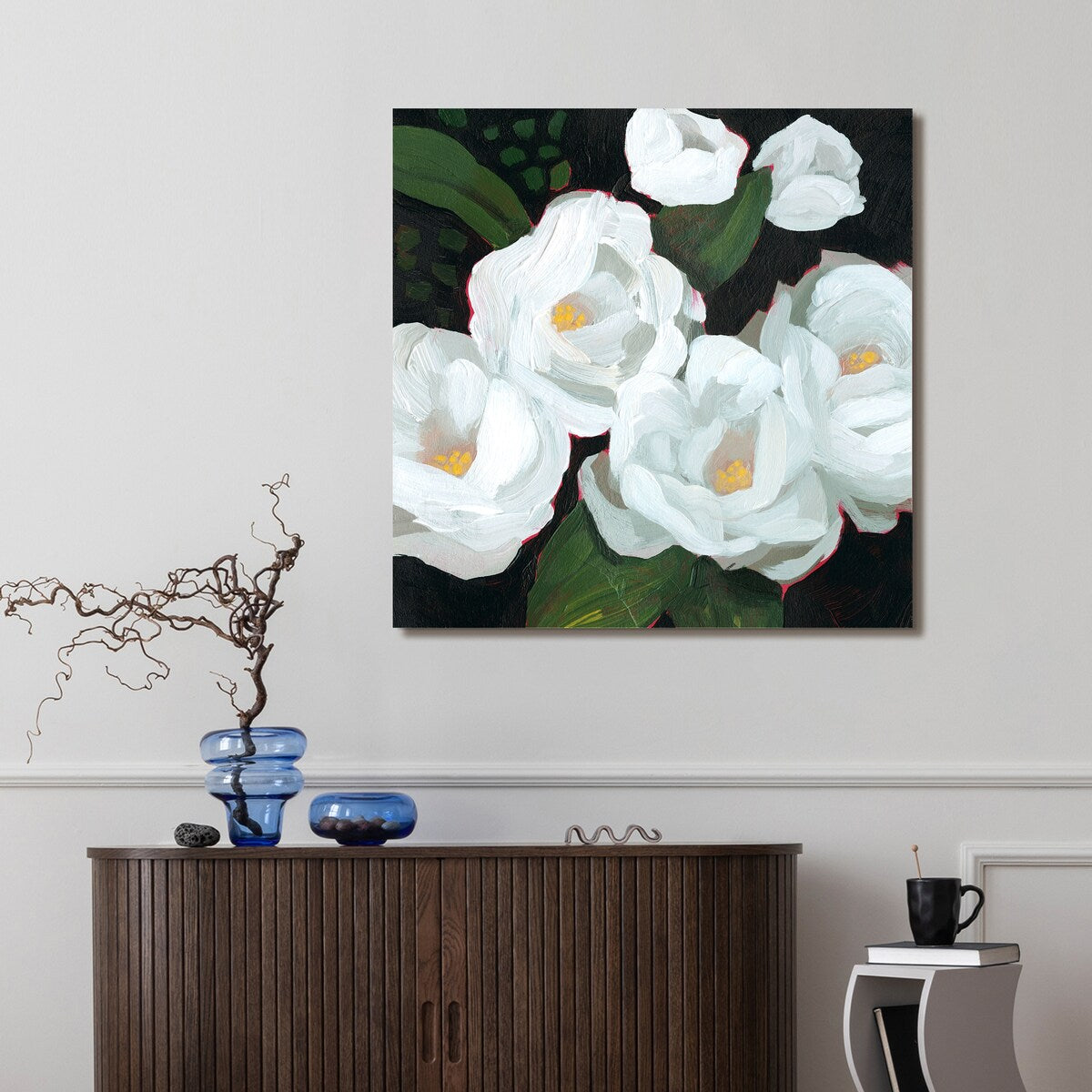 Empire Art Direct White Serenity Flower Printed Tempered Glass Wall Art - Multi-Color