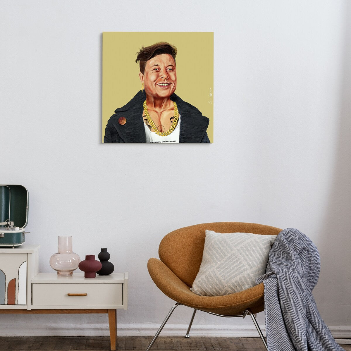 Empire Art Direct "Hip Elon" Printed Tempered Art Glass Wall Art - Multi-Color