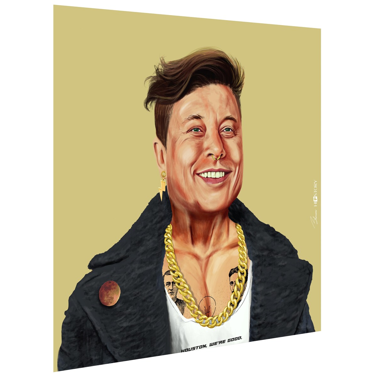 Empire Art Direct "Hip Elon" Printed Tempered Art Glass Wall Art - Multi-Color