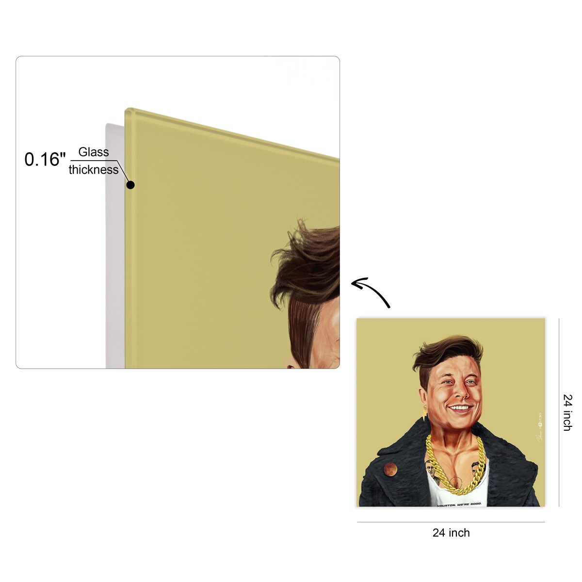 Empire Art Direct "Hip Elon" Printed Tempered Art Glass Wall Art - Multi-Color