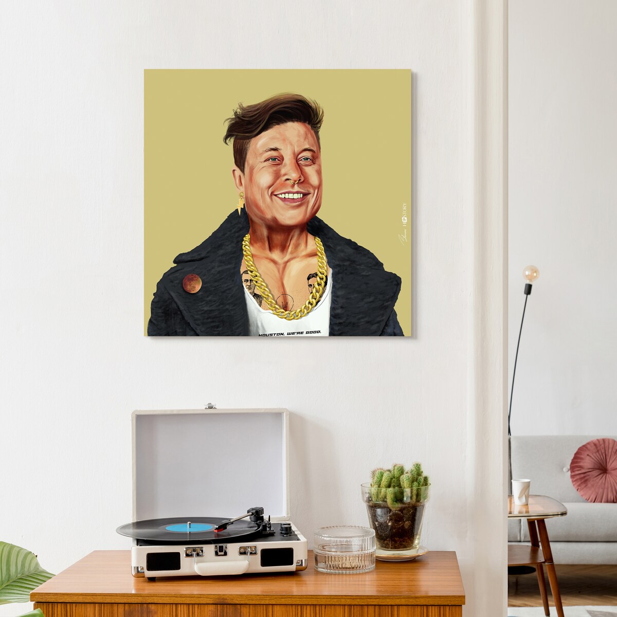 Empire Art Direct "Hip Elon" Printed Tempered Art Glass Wall Art - Multi-Color